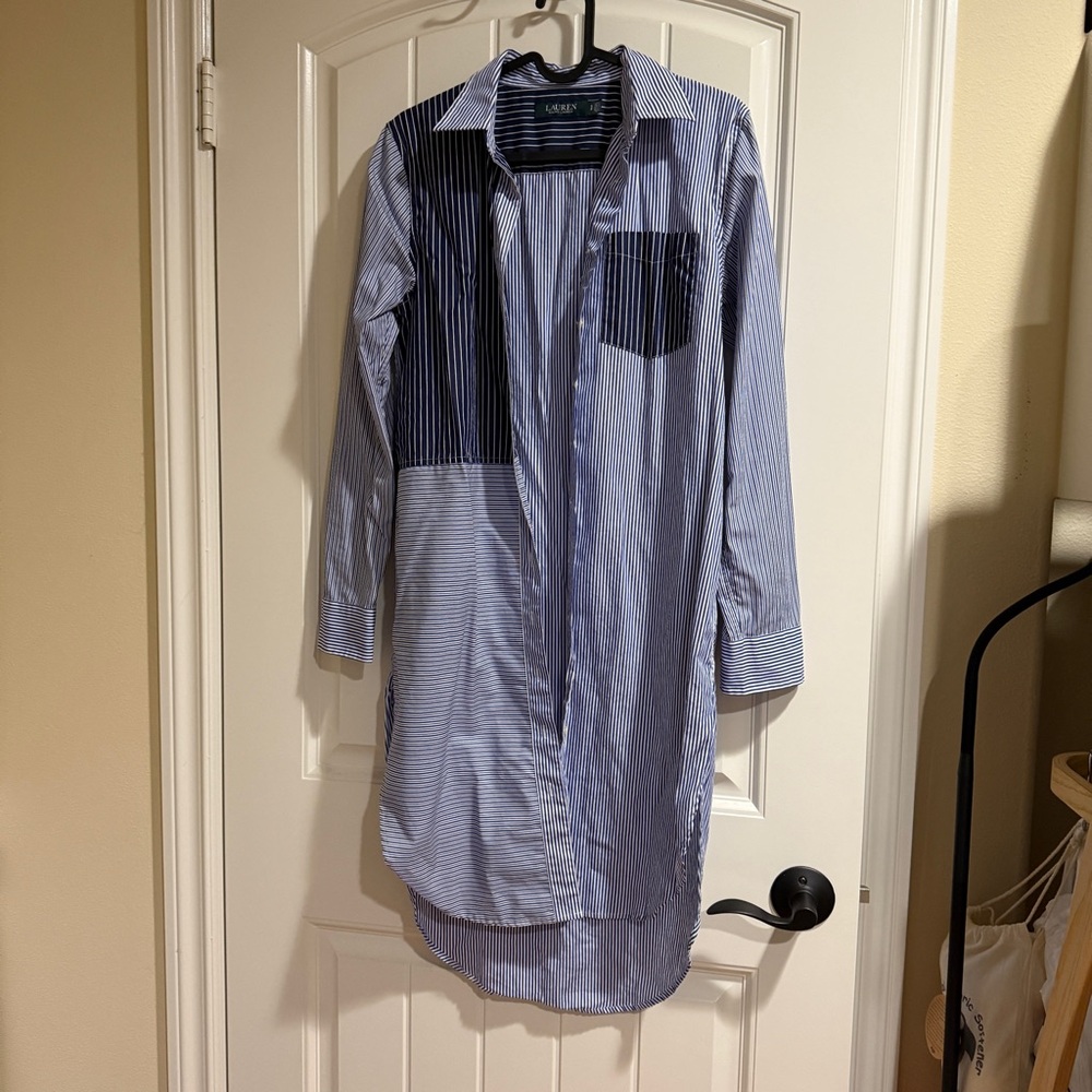 Ralph Lauren long blue striped shirt